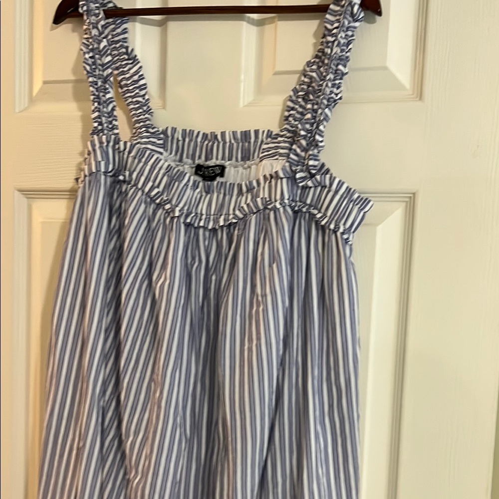 J. Crew Navy and White Ruffled dress - Picture 3 of 4